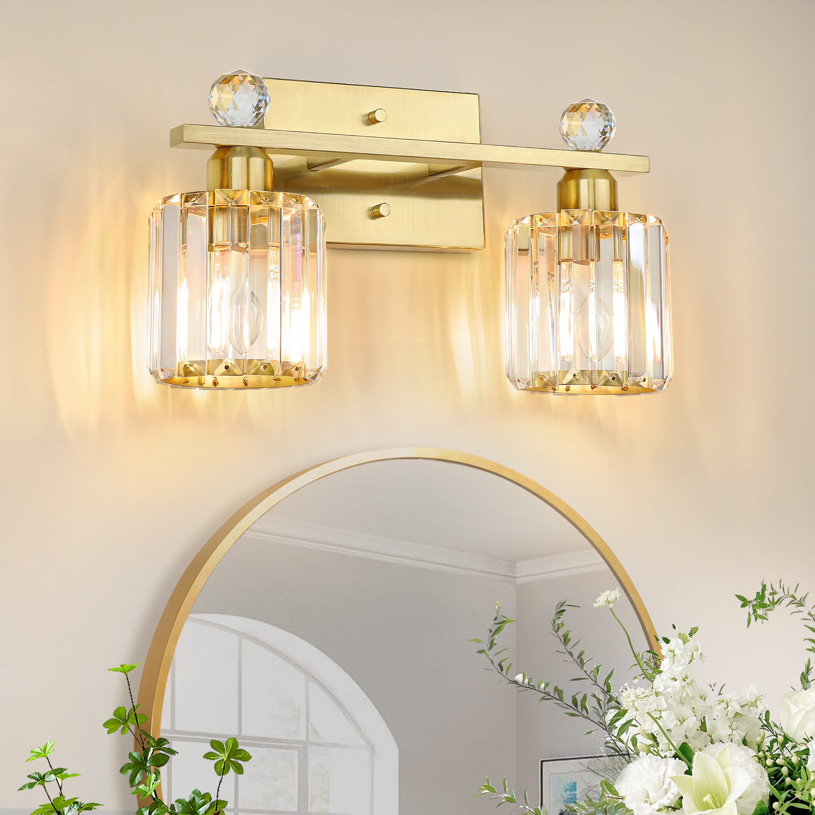 Crystal bathroom wall light 2 heads
