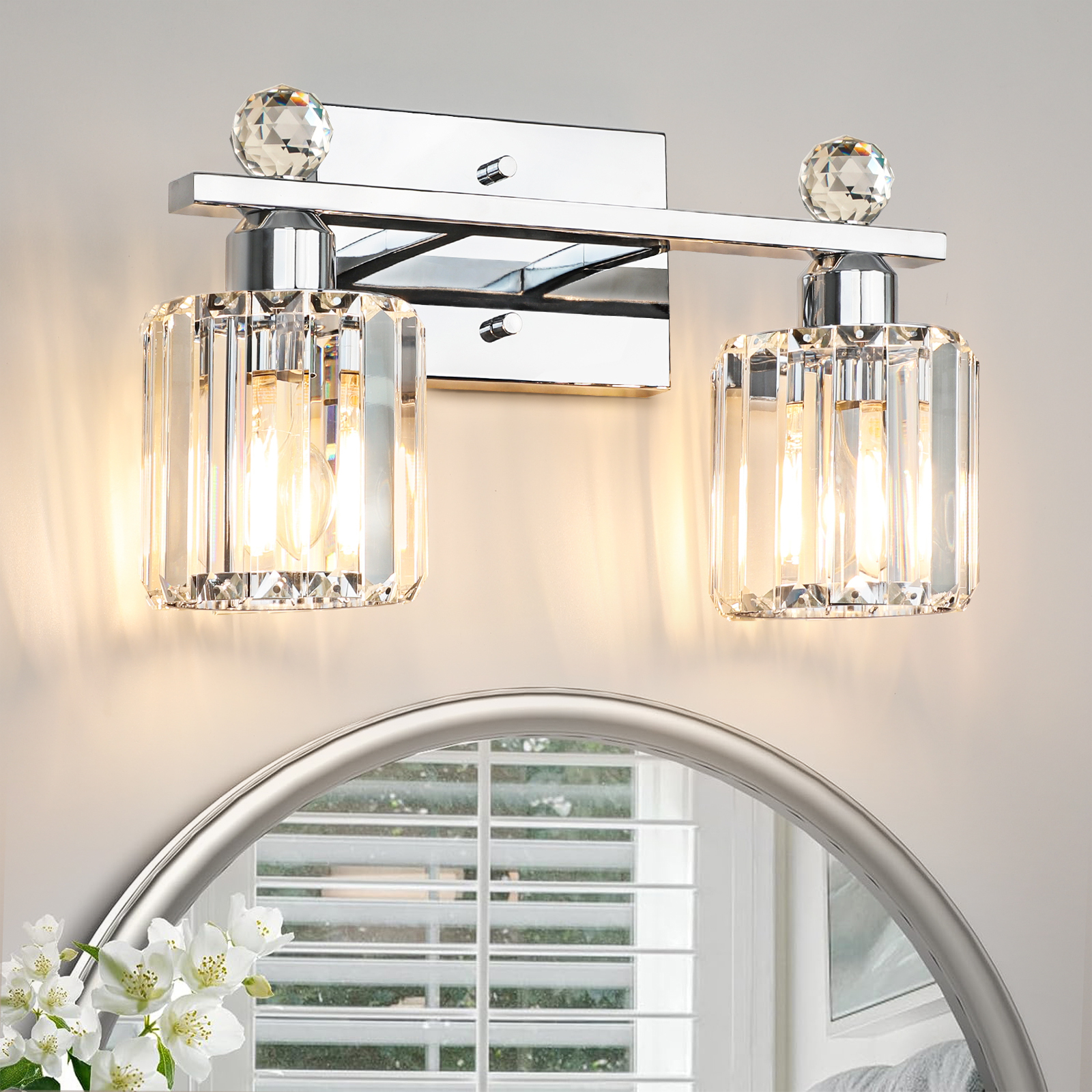 Crystal bathroom wall light 2 heads
