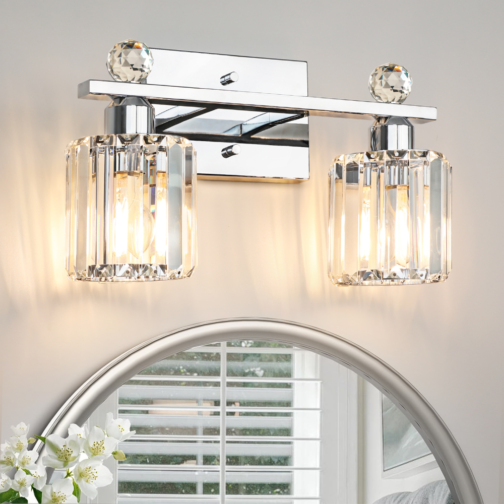 Crystal bathroom wall light 2 heads