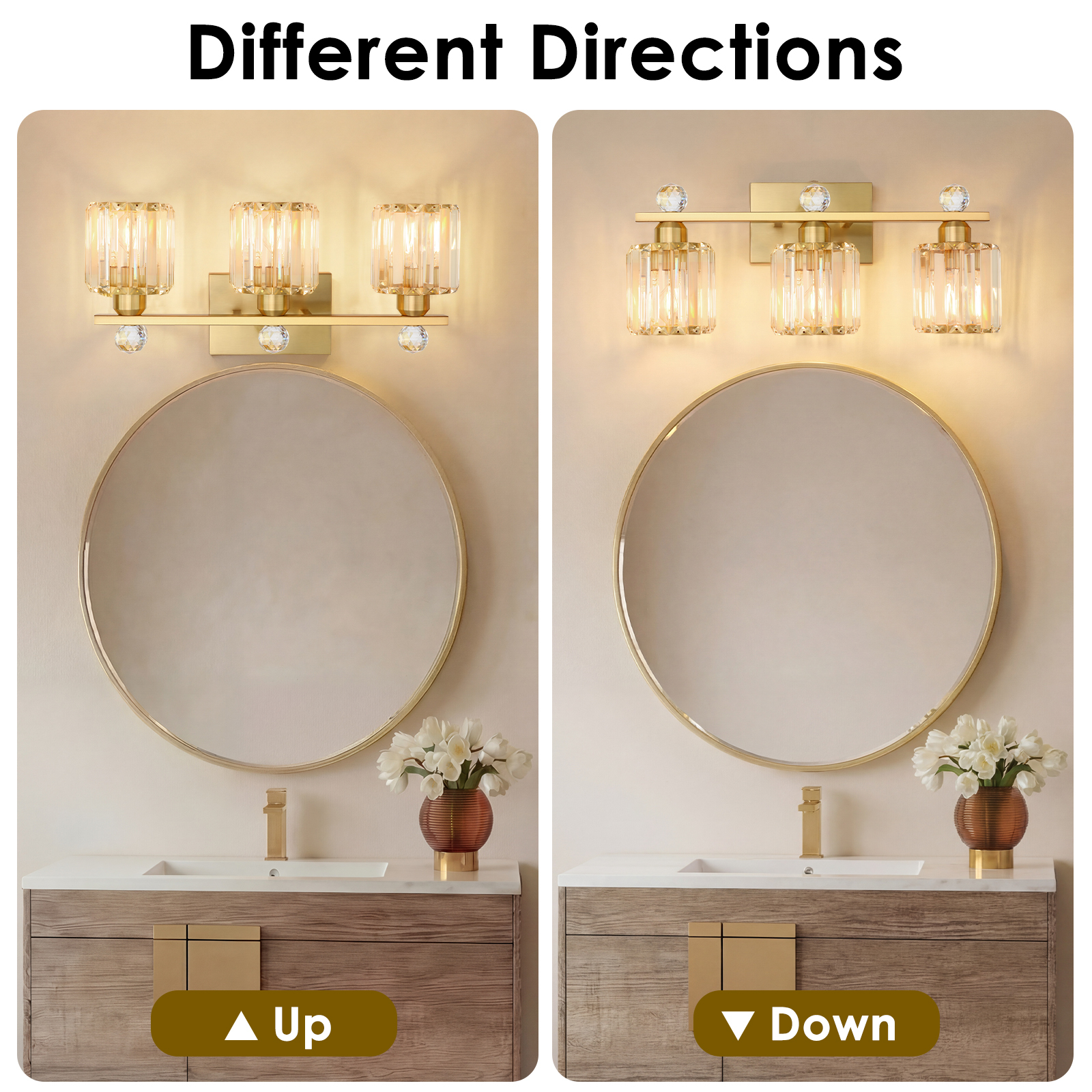Crystal bathroom wall light 3 heads