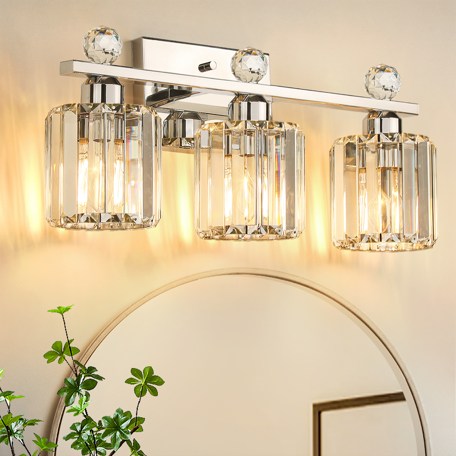 Crystal bathroom wall light 3 heads