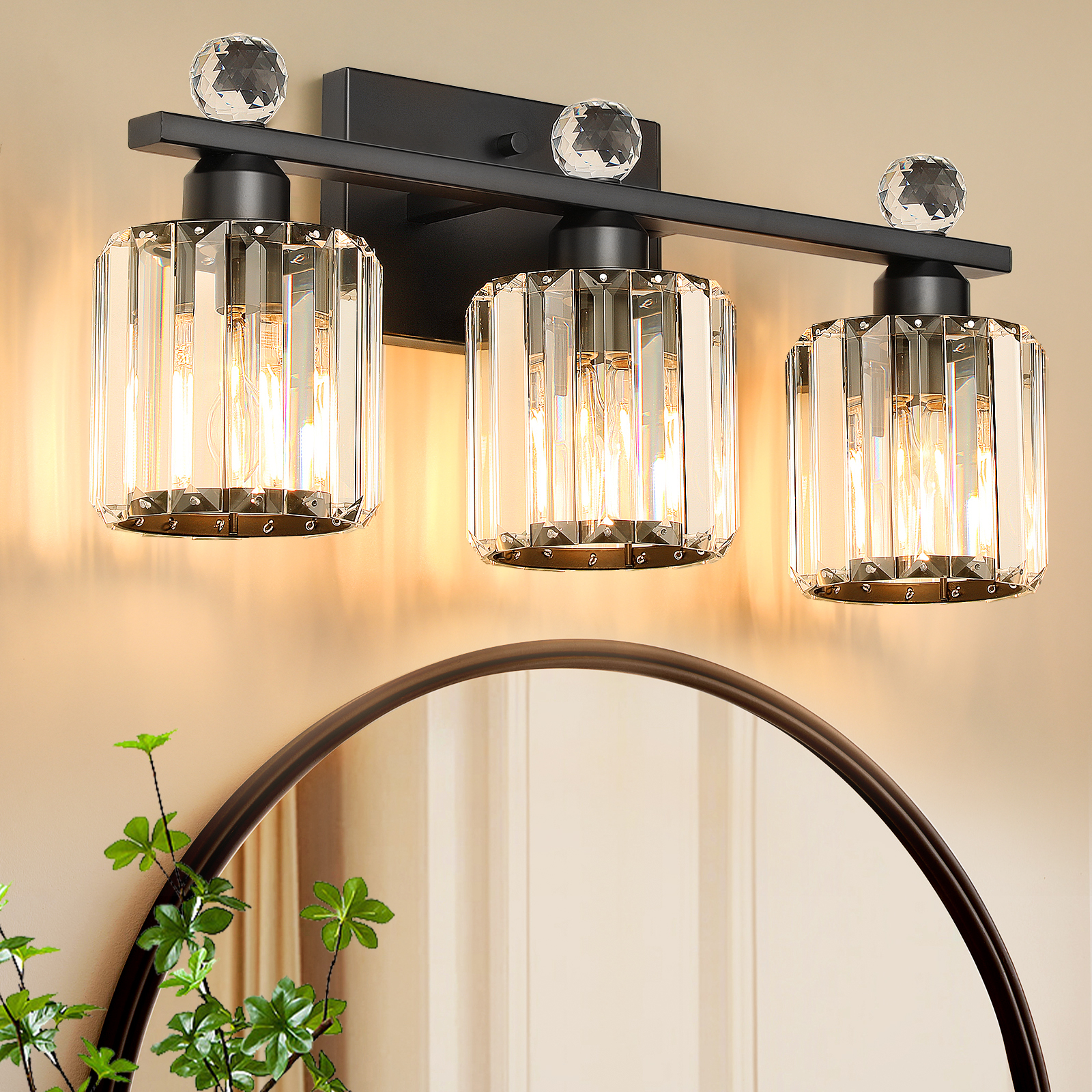 Crystal bathroom wall light 3 heads