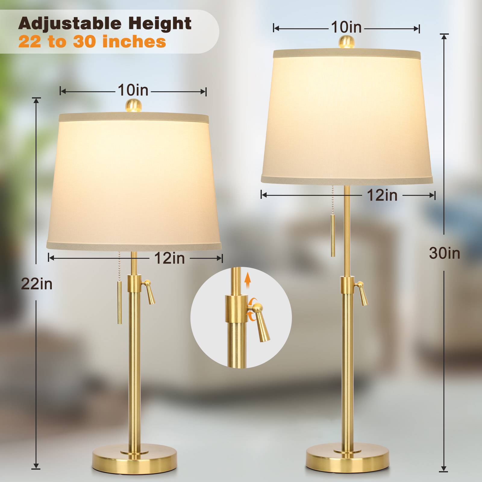 Metal Base Liftable Table Lamp-30in-2Pack