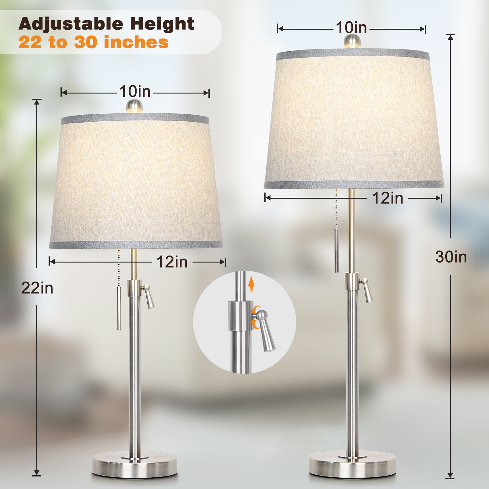 Metal Base Liftable Table Lamp-30in-2Pack