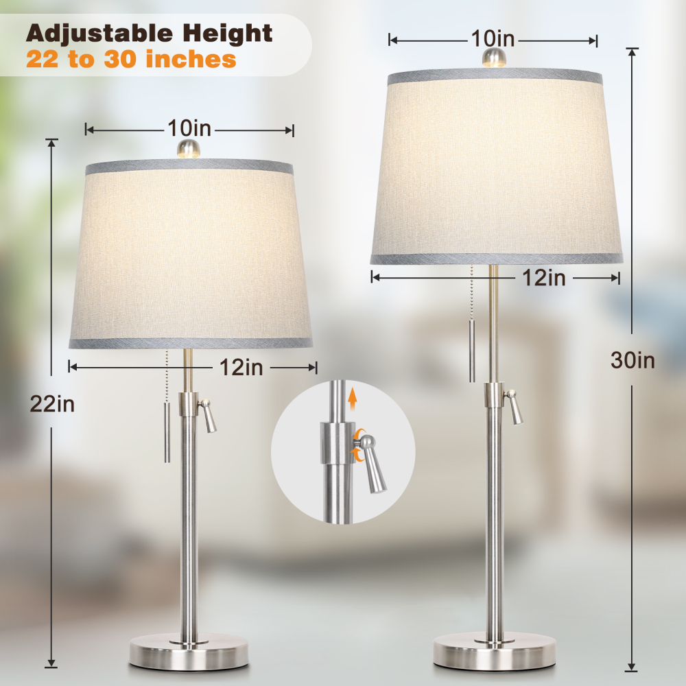 Metal Base Liftable Table Lamp-30in-2Pack