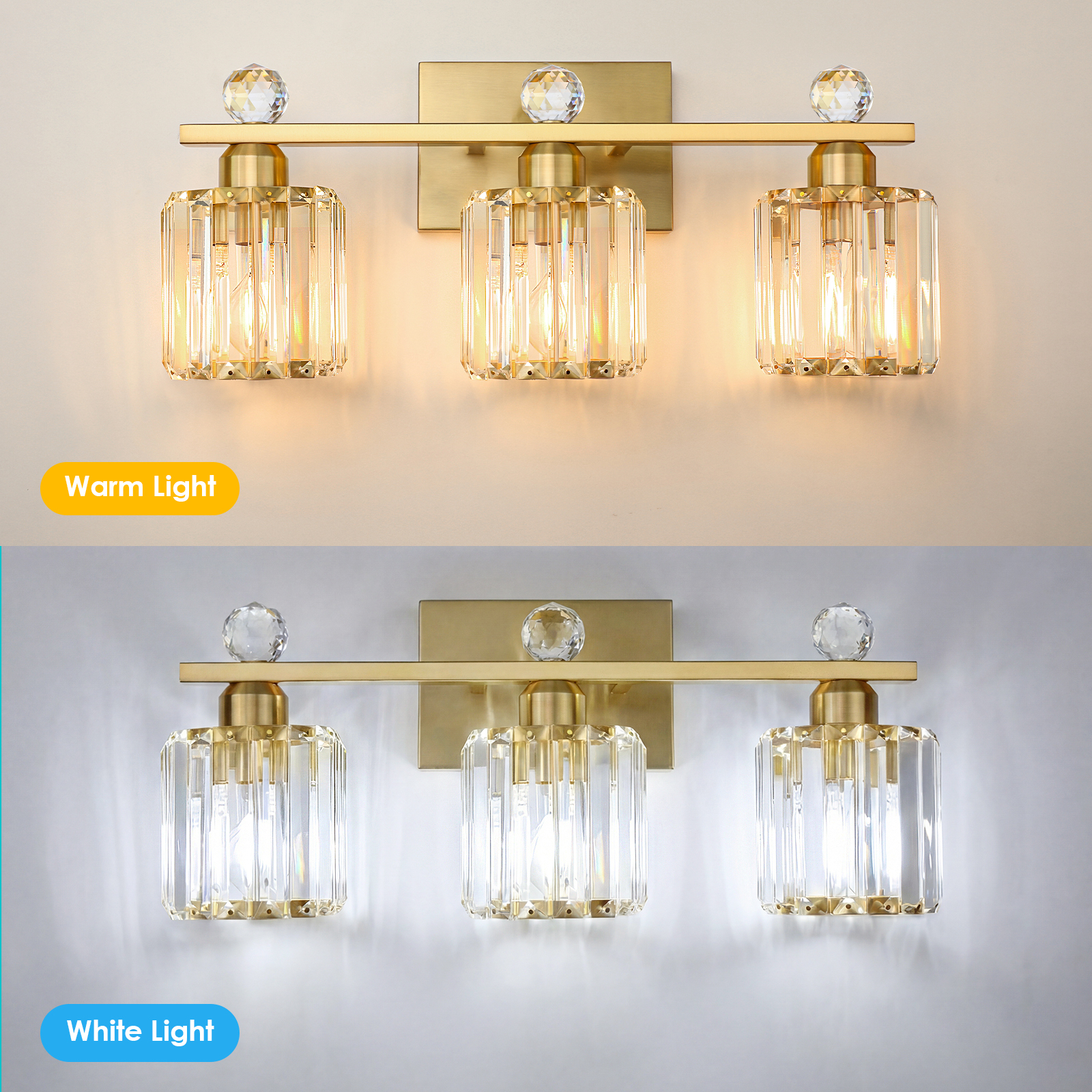 Crystal bathroom wall light 3 heads