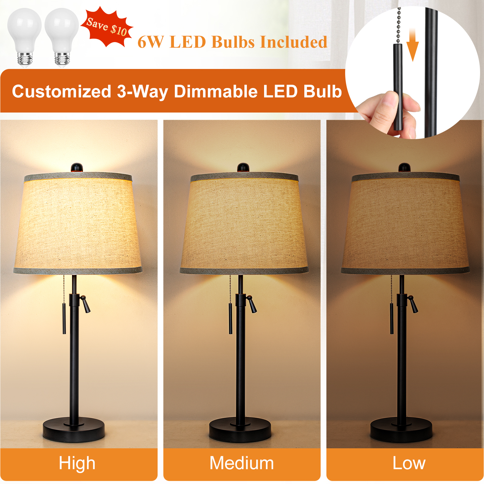 Metal Base Liftable Table Lamp-30in-2Pack