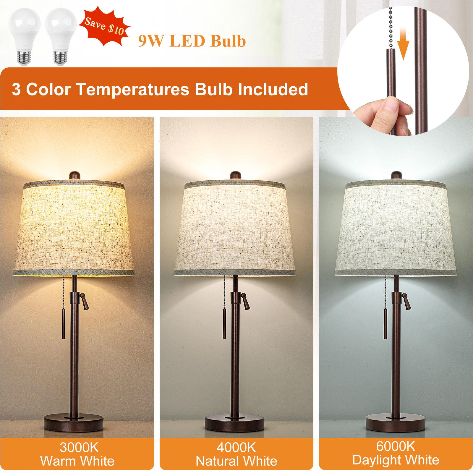 Metal Base Liftable Table Lamp-30in-2Pack