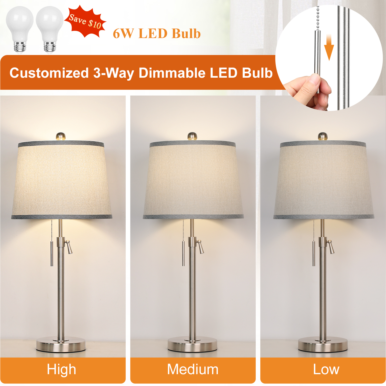 Metal Base Liftable Table Lamp-30in-2Pack