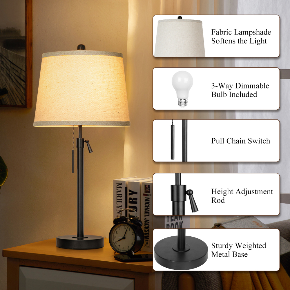 Metal Base Liftable Table Lamp-30in-2Pack