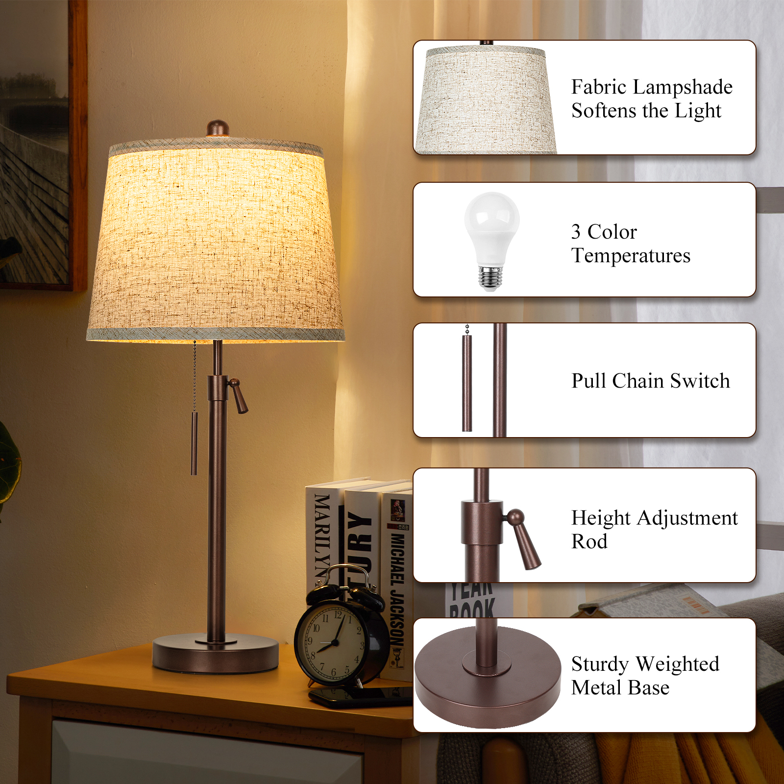Metal Base Liftable Table Lamp-30in-2Pack
