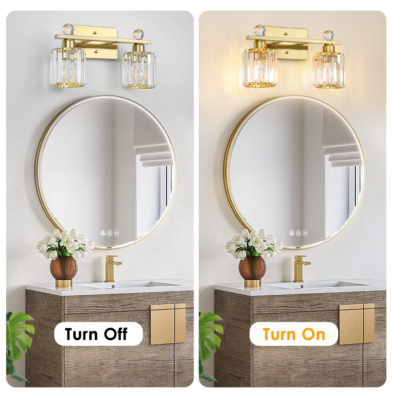 Crystal bathroom wall light 2 heads
