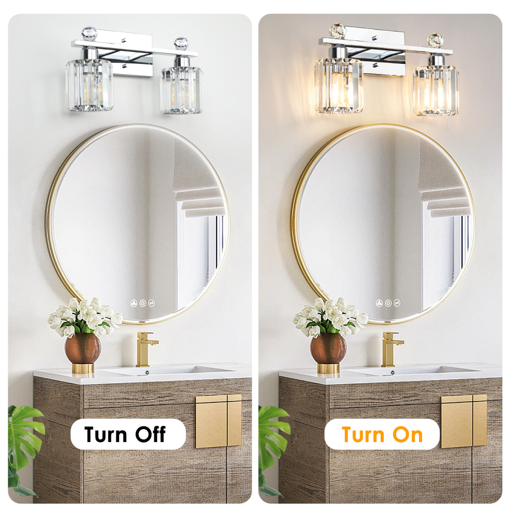 Crystal bathroom wall light 2 heads