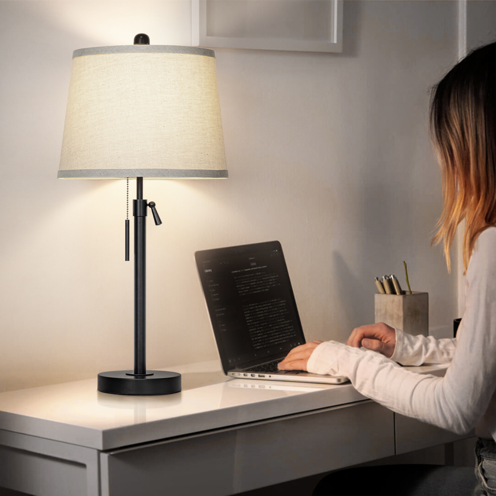 Metal Base Liftable Table Lamp-30in-2Pack