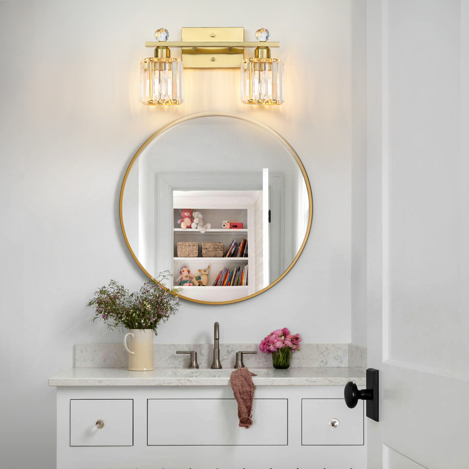 Crystal bathroom wall light 2 heads