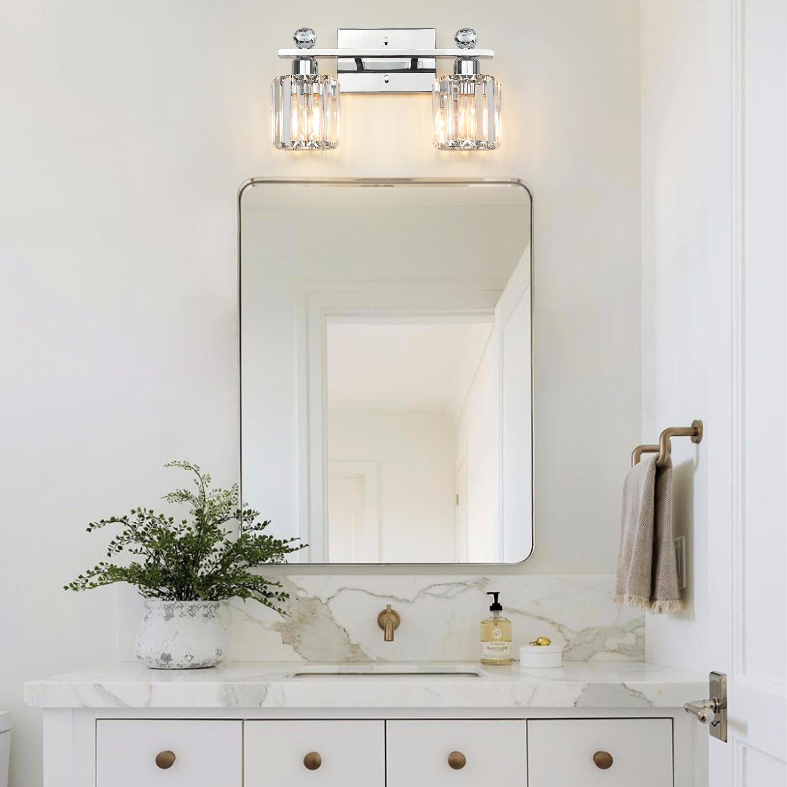 Crystal bathroom wall light 2 heads
