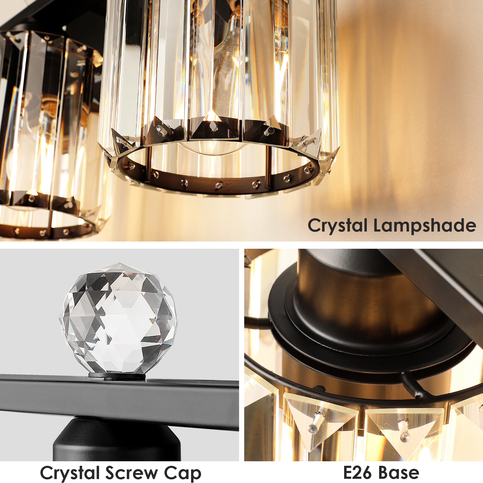 Crystal bathroom wall light 3 heads