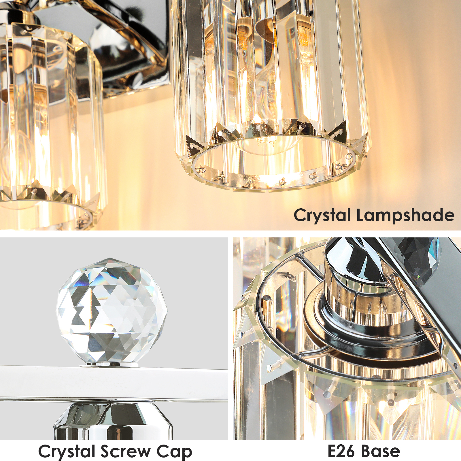 Crystal bathroom wall light 3 heads