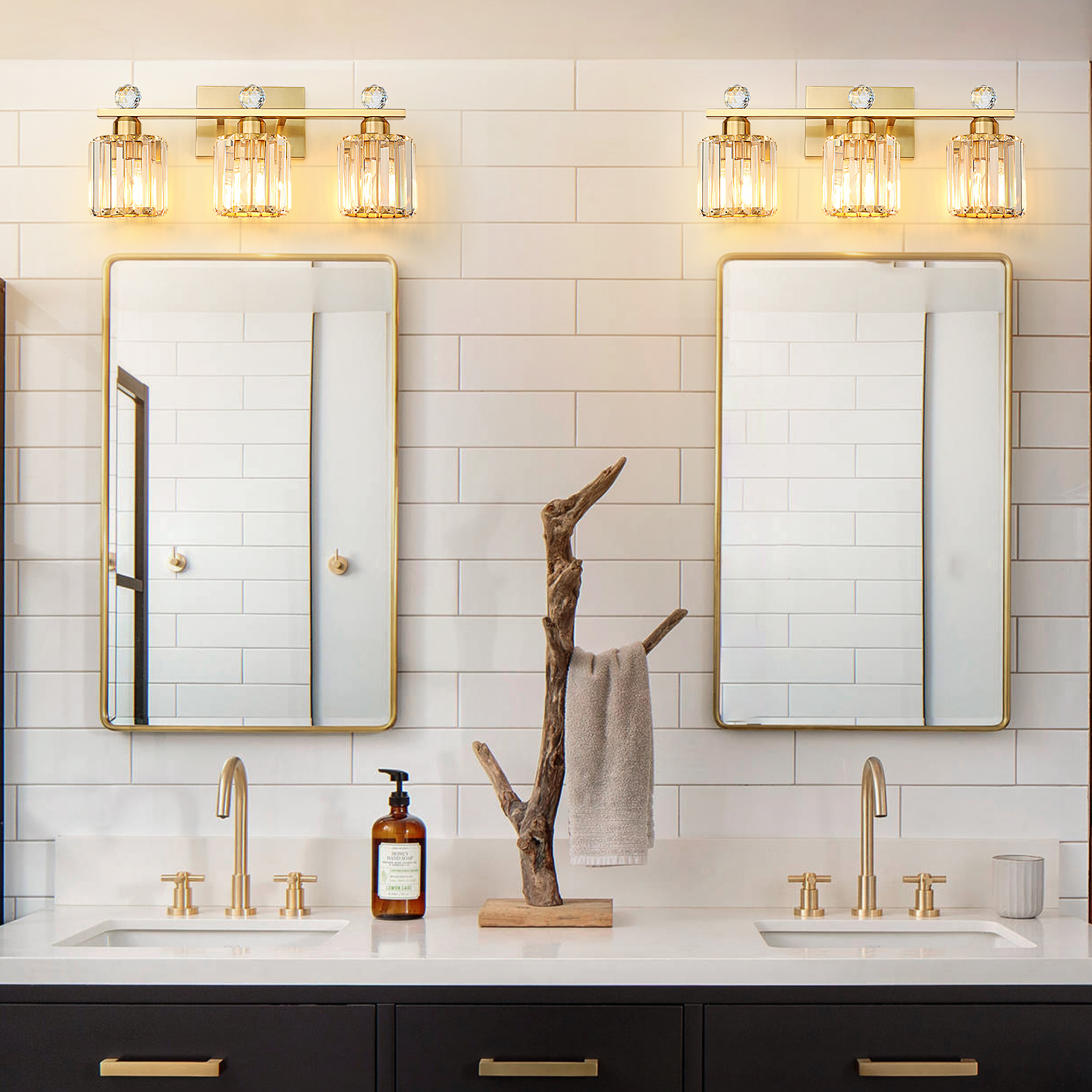 Crystal bathroom wall light 3 heads