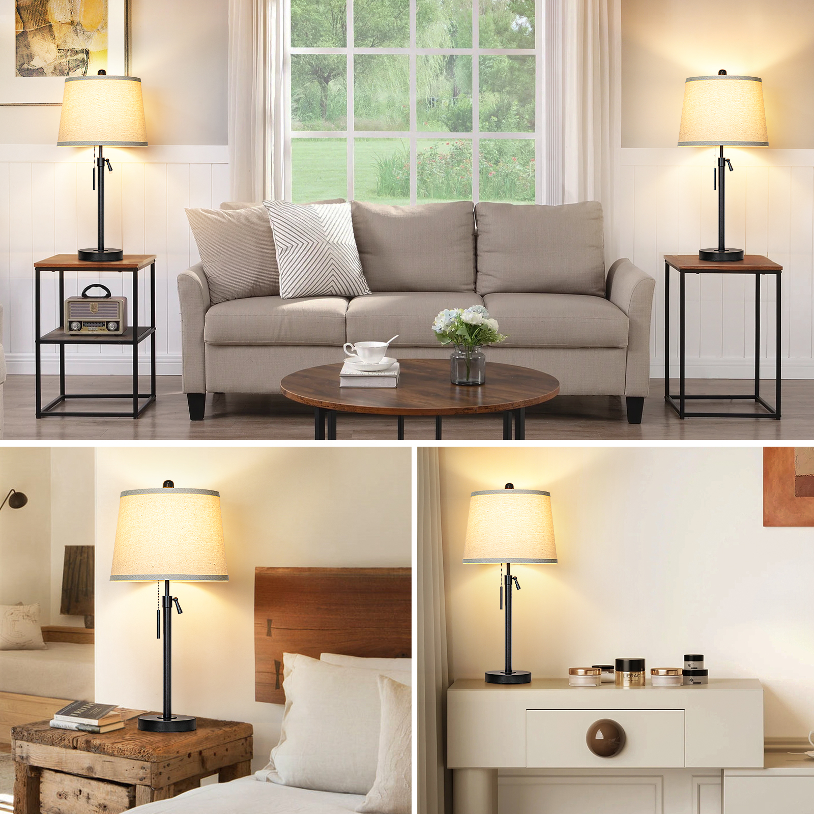 Metal Base Liftable Table Lamp-30in-2Pack