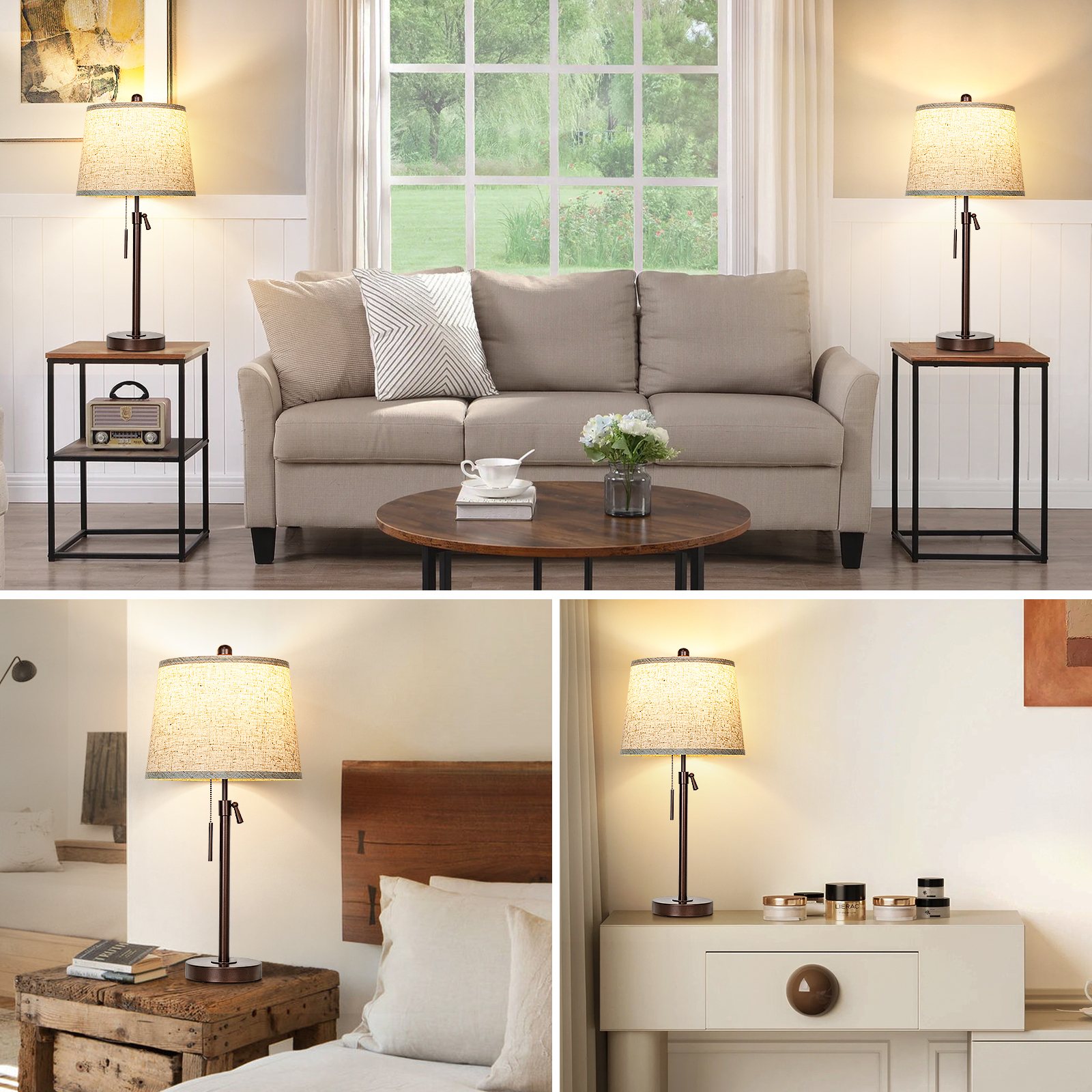Metal Base Liftable Table Lamp-30in-2Pack