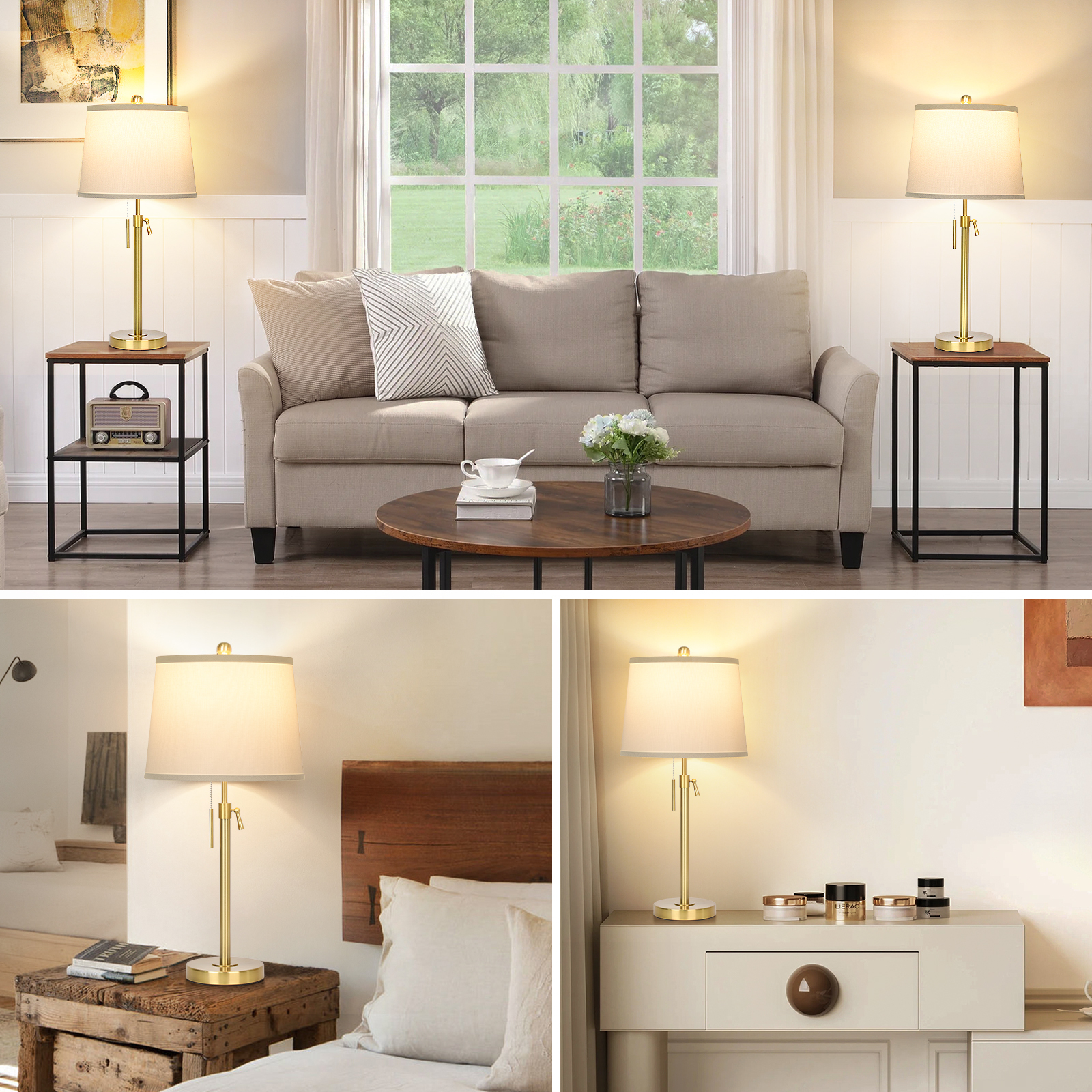 Metal Base Liftable Table Lamp-30in-2Pack