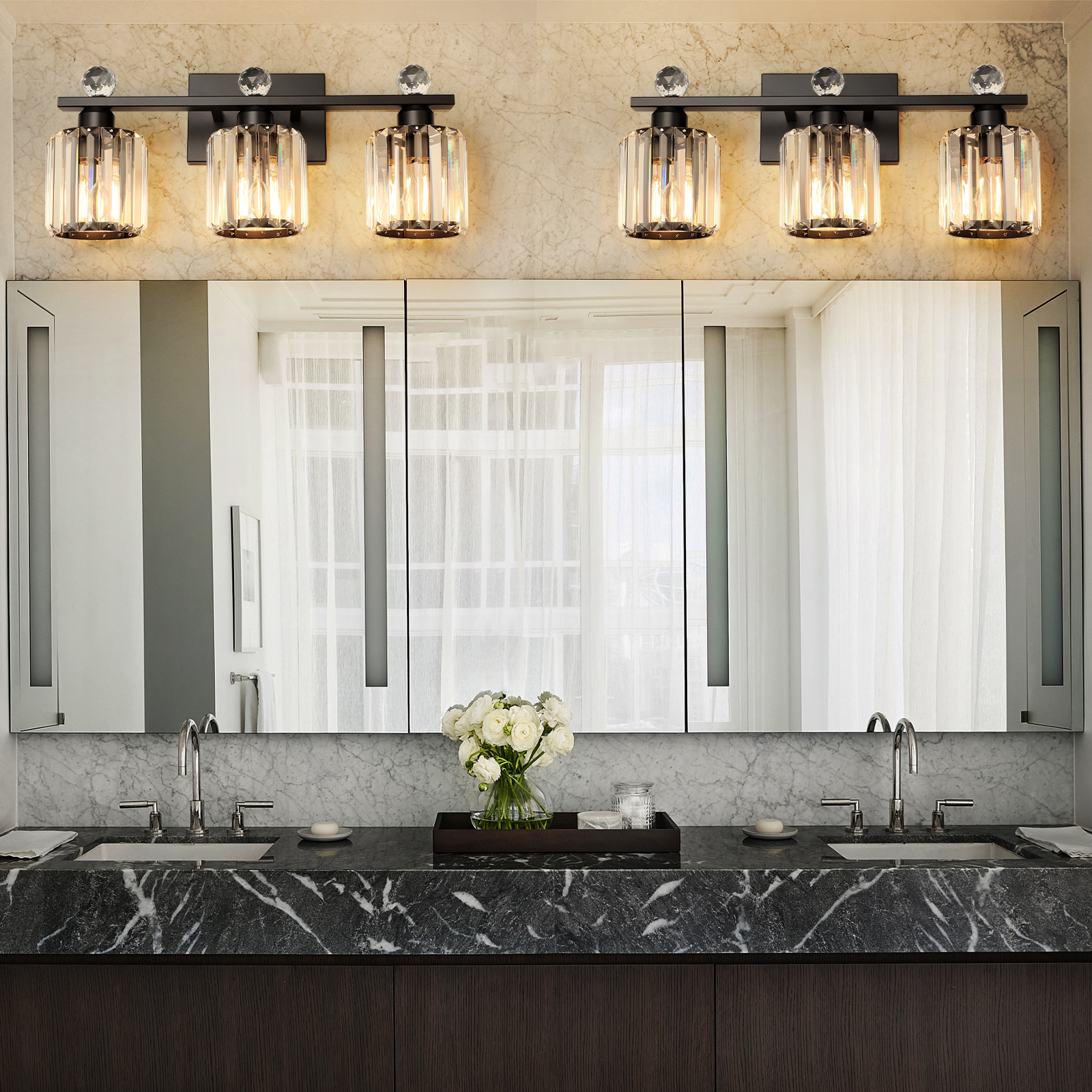 Crystal bathroom wall light 3 heads