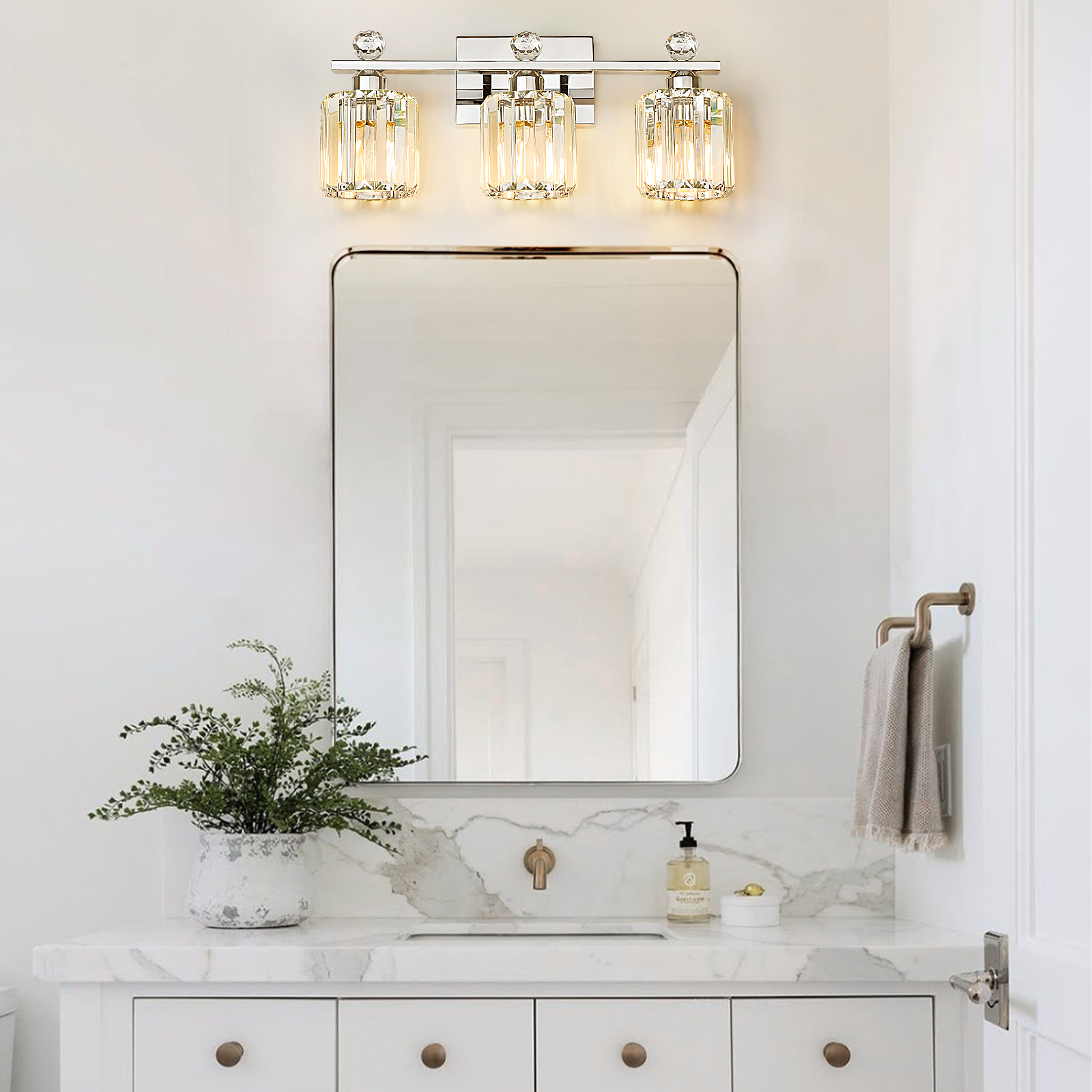 Crystal bathroom wall light 3 heads