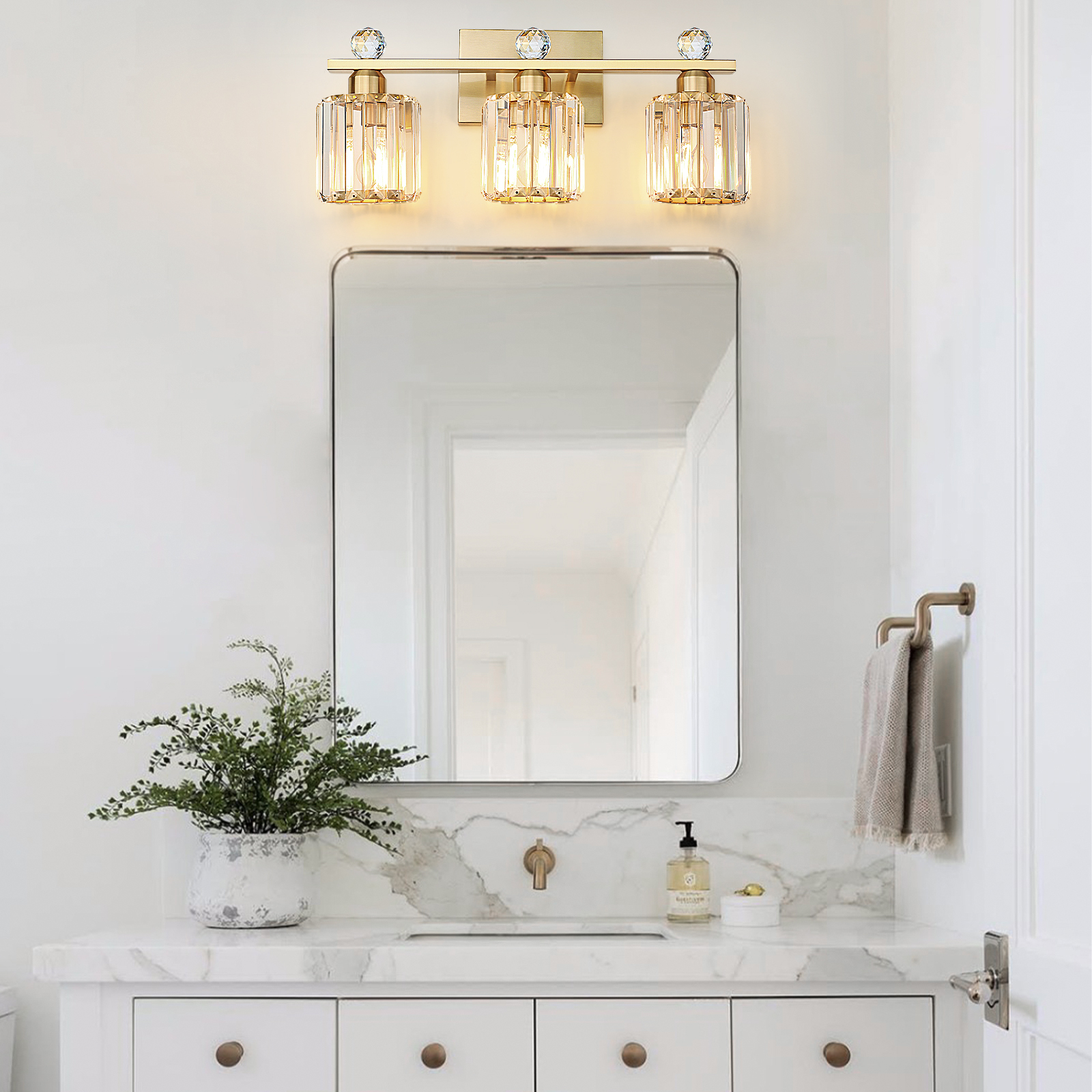 Crystal bathroom wall light 3 heads