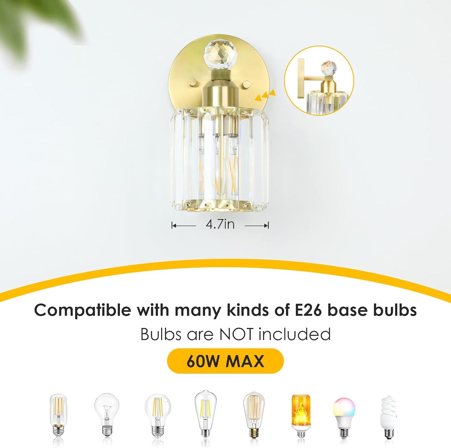 Crystal Bathroom Wall Lamp Single Head
