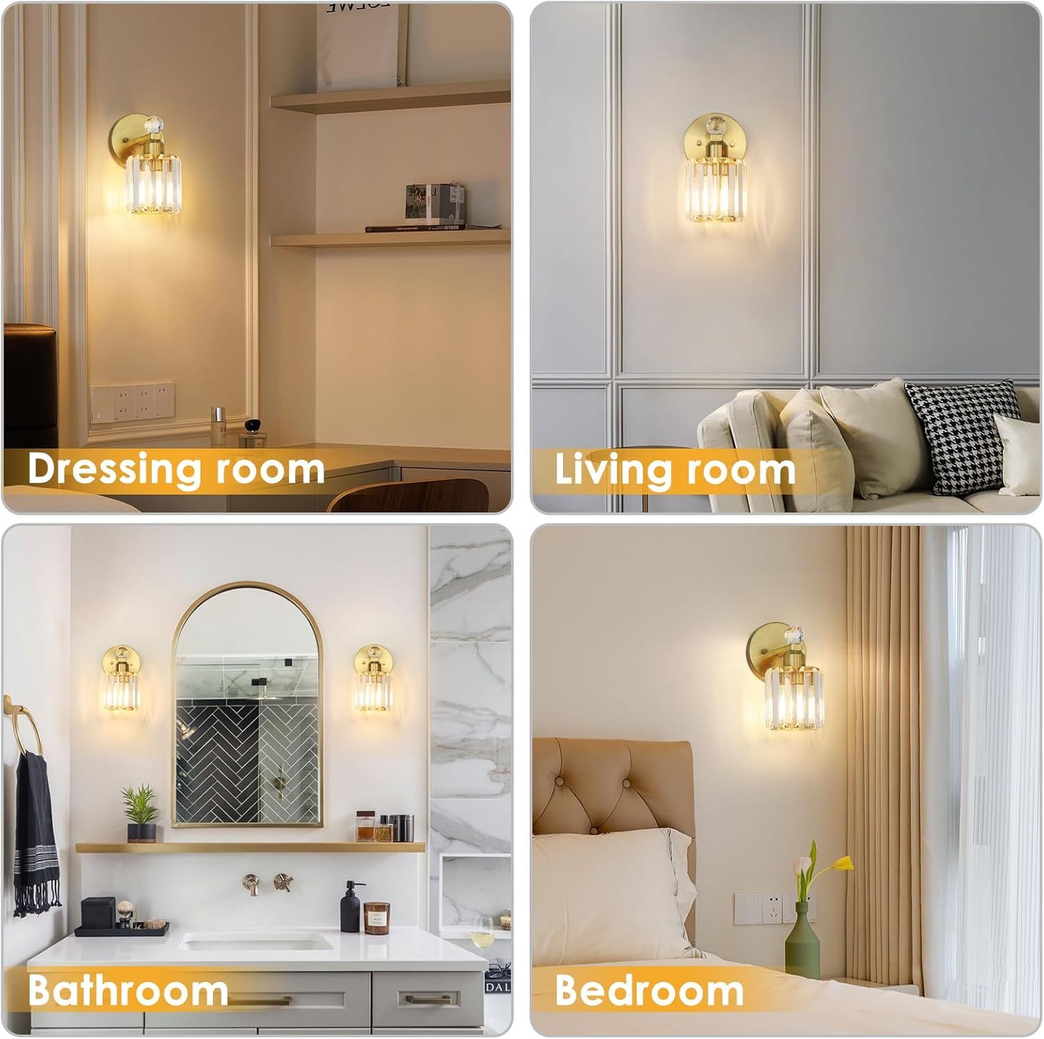 Crystal Bathroom Wall Lamp Single Head
