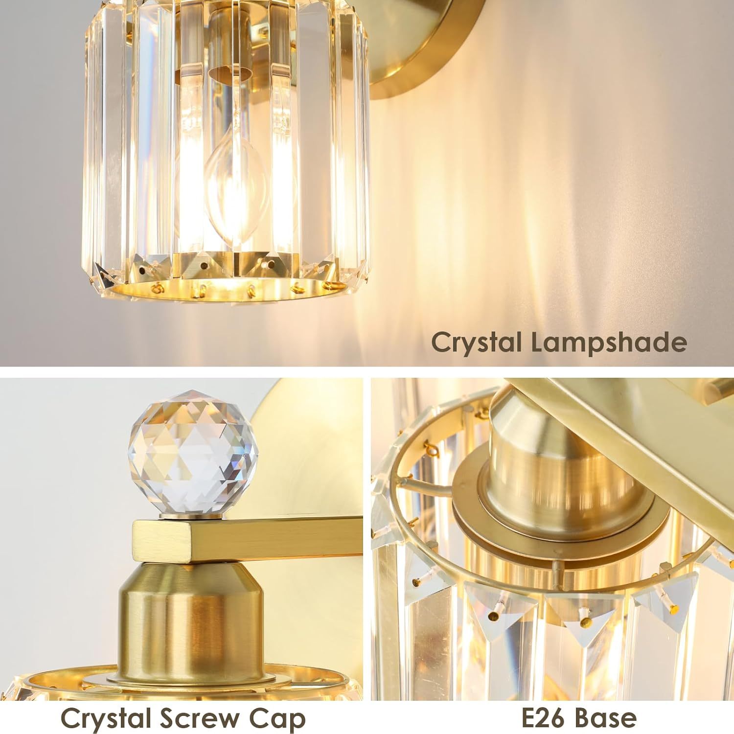 Crystal Bathroom Wall Lamp Single Head