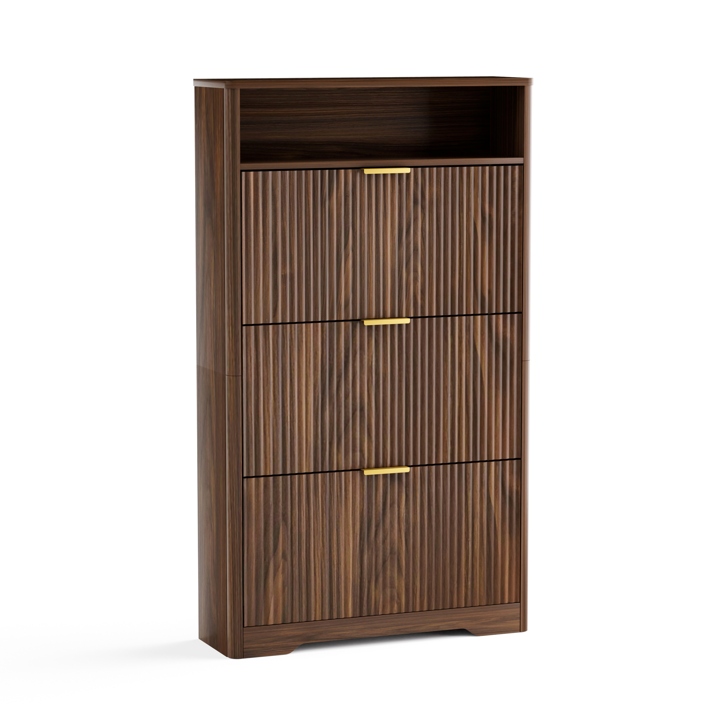 Shoe Cabinet Storage for Entryway Hidden Shoes Storage Cabinet with 3 Flip Drawers, Tall Free Standing Shoe Organizer Rack for Foyer, Hallway. Natural,31.6'' L x 9.6'' W x 54.4'' H.
