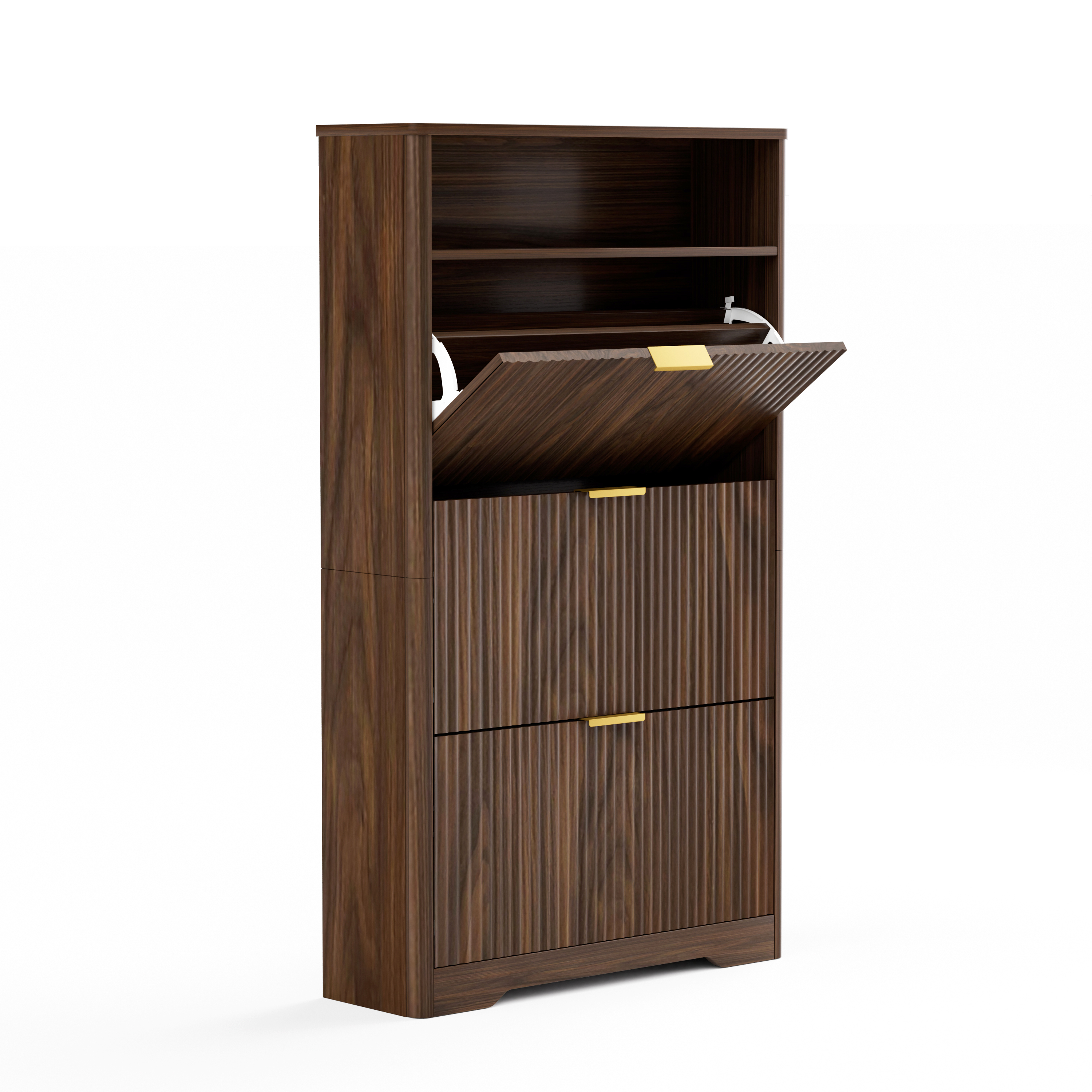 Shoe Cabinet Storage for Entryway Hidden Shoes Storage Cabinet with 3 Flip Drawers, Tall Free Standing Shoe Organizer Rack for Foyer, Hallway. Natural,31.6'' L x 9.6'' W x 54.4'' H.
