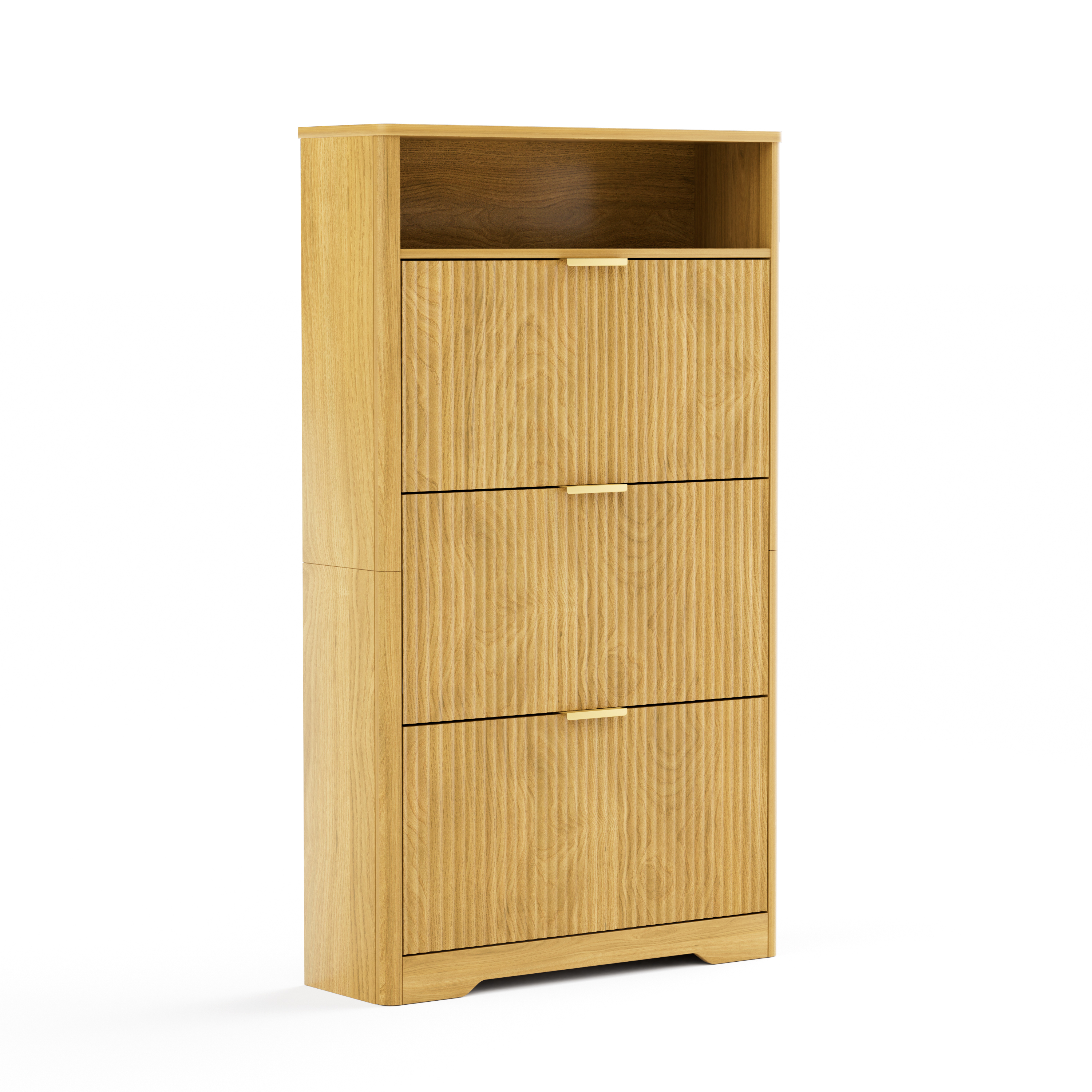Shoe Cabinet Storage for Entryway Hidden Shoes Storage Cabinet with 3 Flip Drawers, Tall Free Standing Shoe Organizer Rack for Foyer, Hallway. Natural,31.6'' L x 9.6'' W x 54.4'' H.