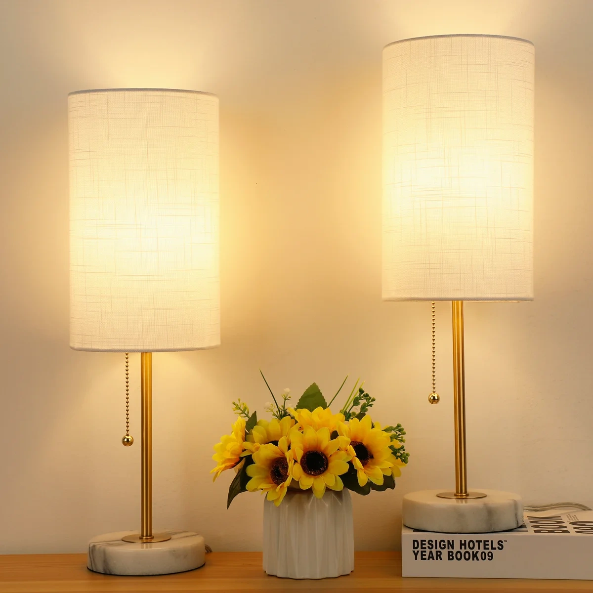 Marble Base Small Table Lamp 19in-2Pack