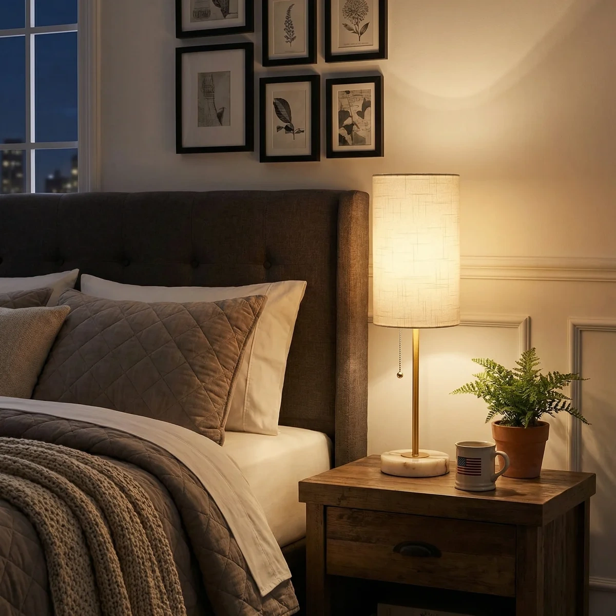 Marble Base Small Table Lamp 19in-2Pack