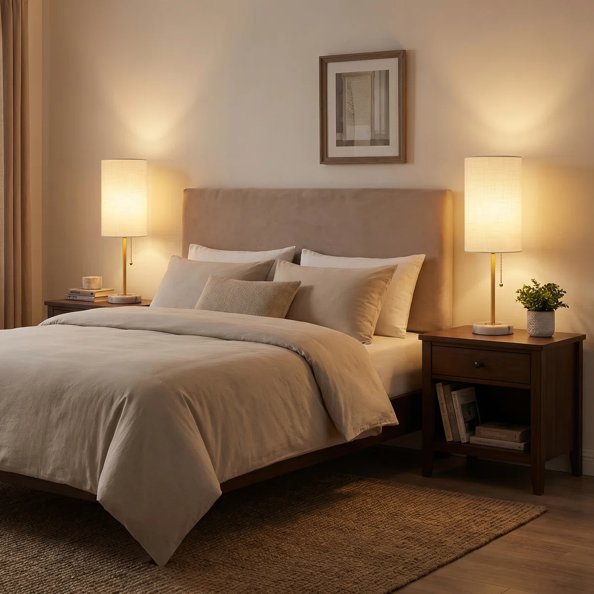 Marble Base Small Table Lamp 19in-2Pack