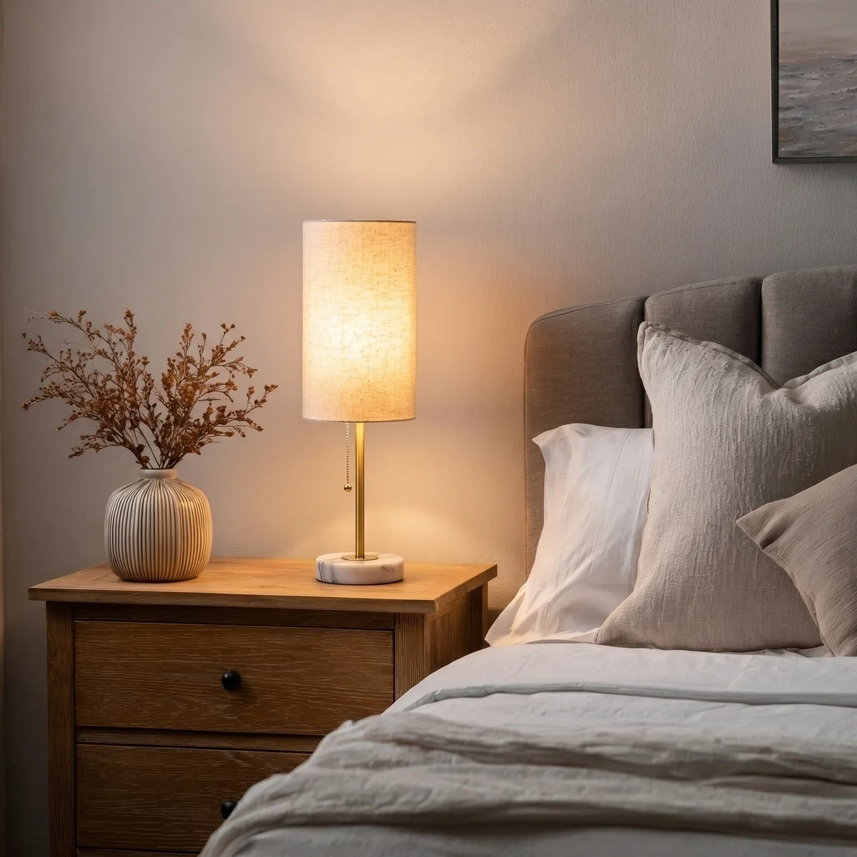 Marble Base Small Table Lamp 19in-2Pack