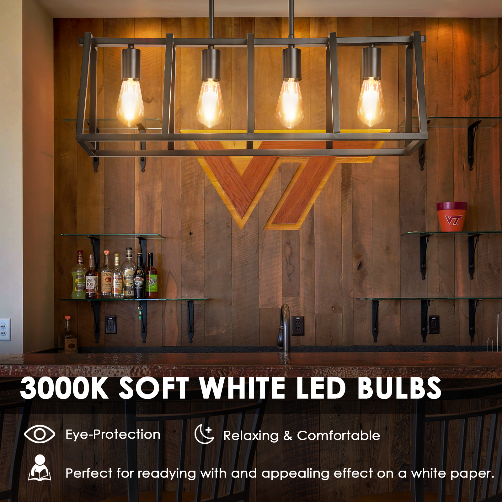 Vintage LED Edison Bulbs, ST58 Dimmable LED Bulb, Antique LED Filament Bulbs, CRI 80+, Flicker Free, No Glare, Clear Glass, Pack of 6