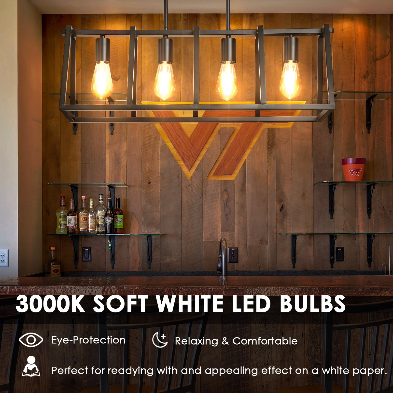Vintage LED Edison Bulbs, ST58 Dimmable LED Bulb, Antique LED Filament Bulbs, CRI 80+, Flicker Free, No Glare, Clear Glass, Pack of 6