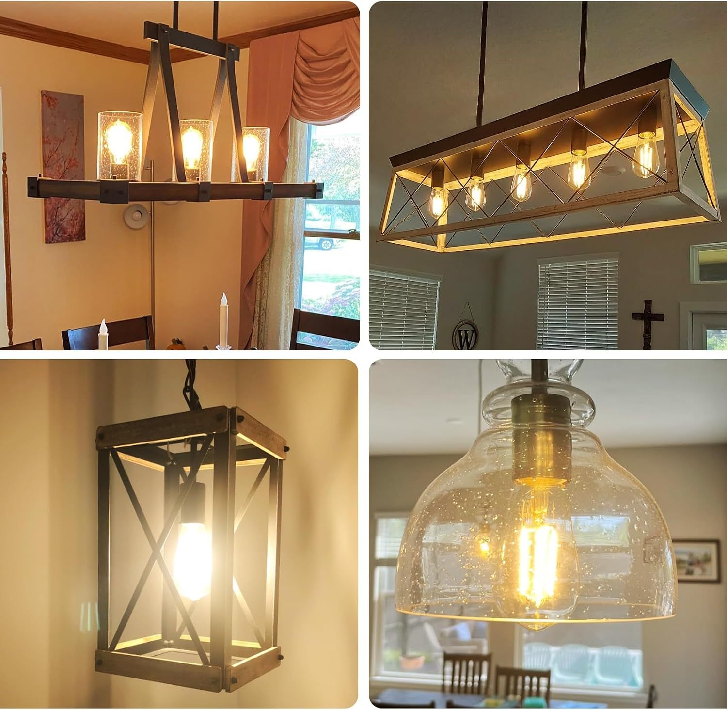 Vintage LED Edison Bulbs, ST58 Dimmable LED Bulb, Antique LED Filament Bulbs, CRI 80+, Flicker Free, No Glare, Clear Glass, Pack of 6