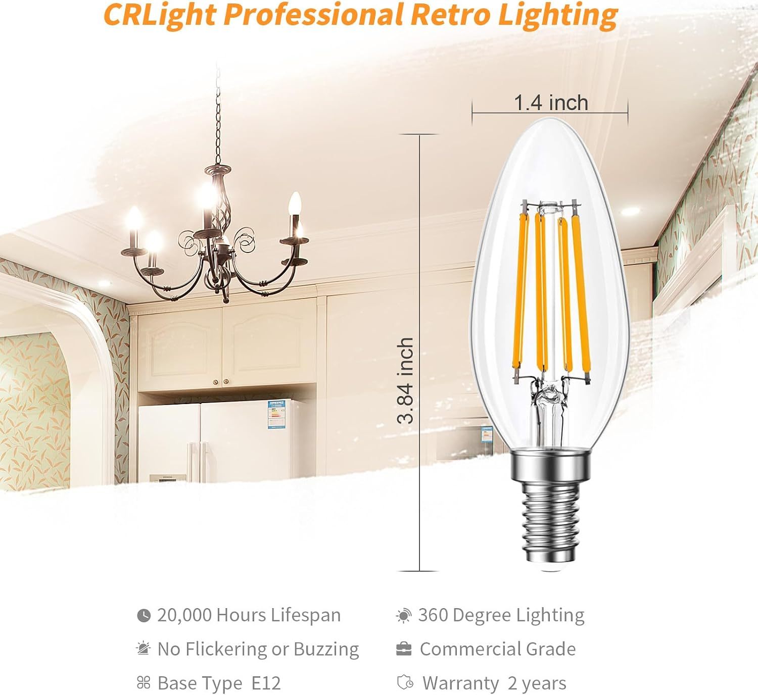 B11 E12 LED Candelabra Bulbs Dimmable, Chandelier Light Bulbs, 3000K Soft White, Ceiling Fan Bulbs for Candle Light, Home Decor, Wall Lamps, Table Lamps, 12 Pack
