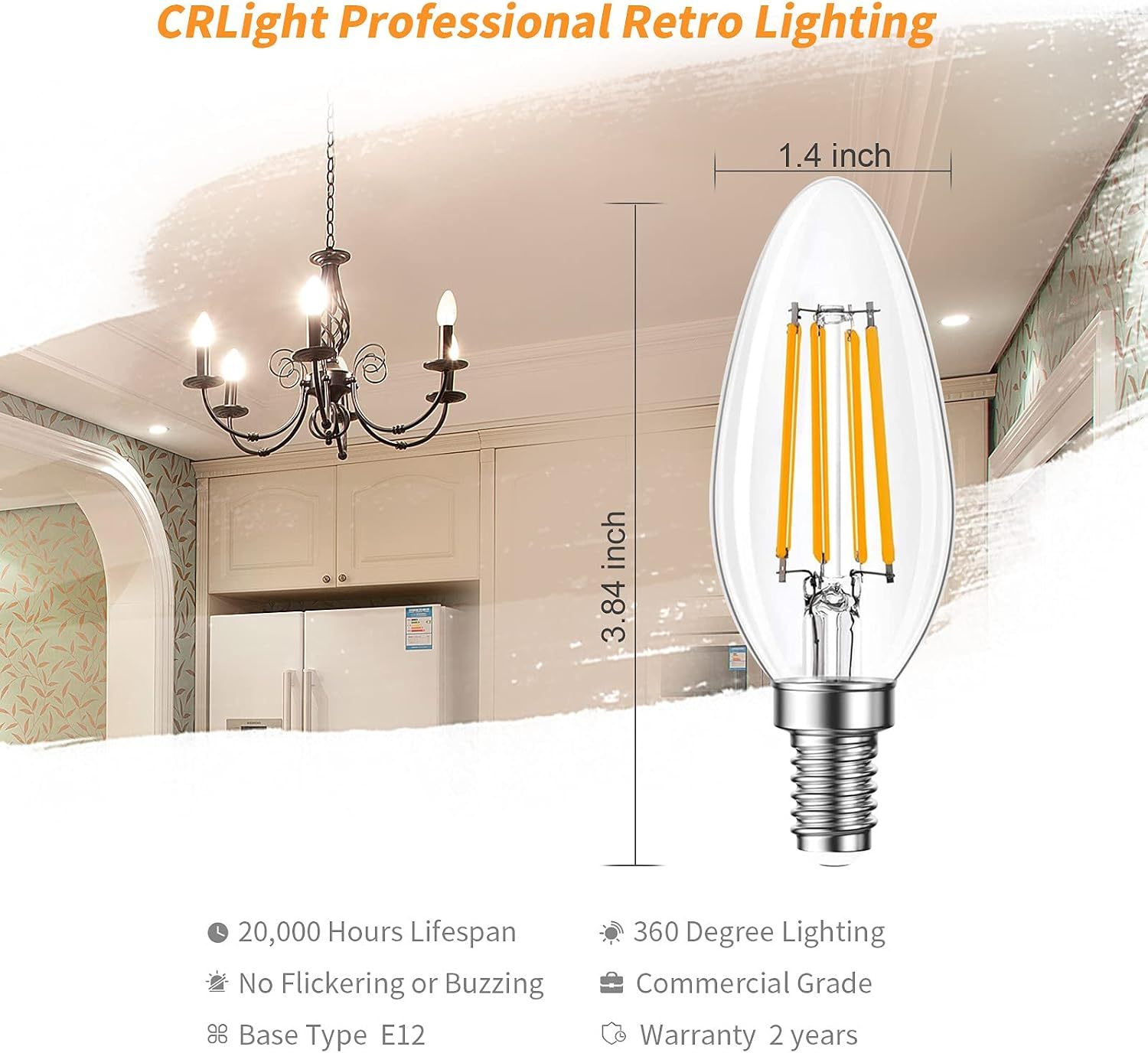 B11 E12 LED Candelabra Bulbs Dimmable, Chandelier Light Bulbs, 3000K Soft White, Ceiling Fan Bulbs for Candle Light, Home Decor, Wall Lamps, Table Lamps, 12 Pack