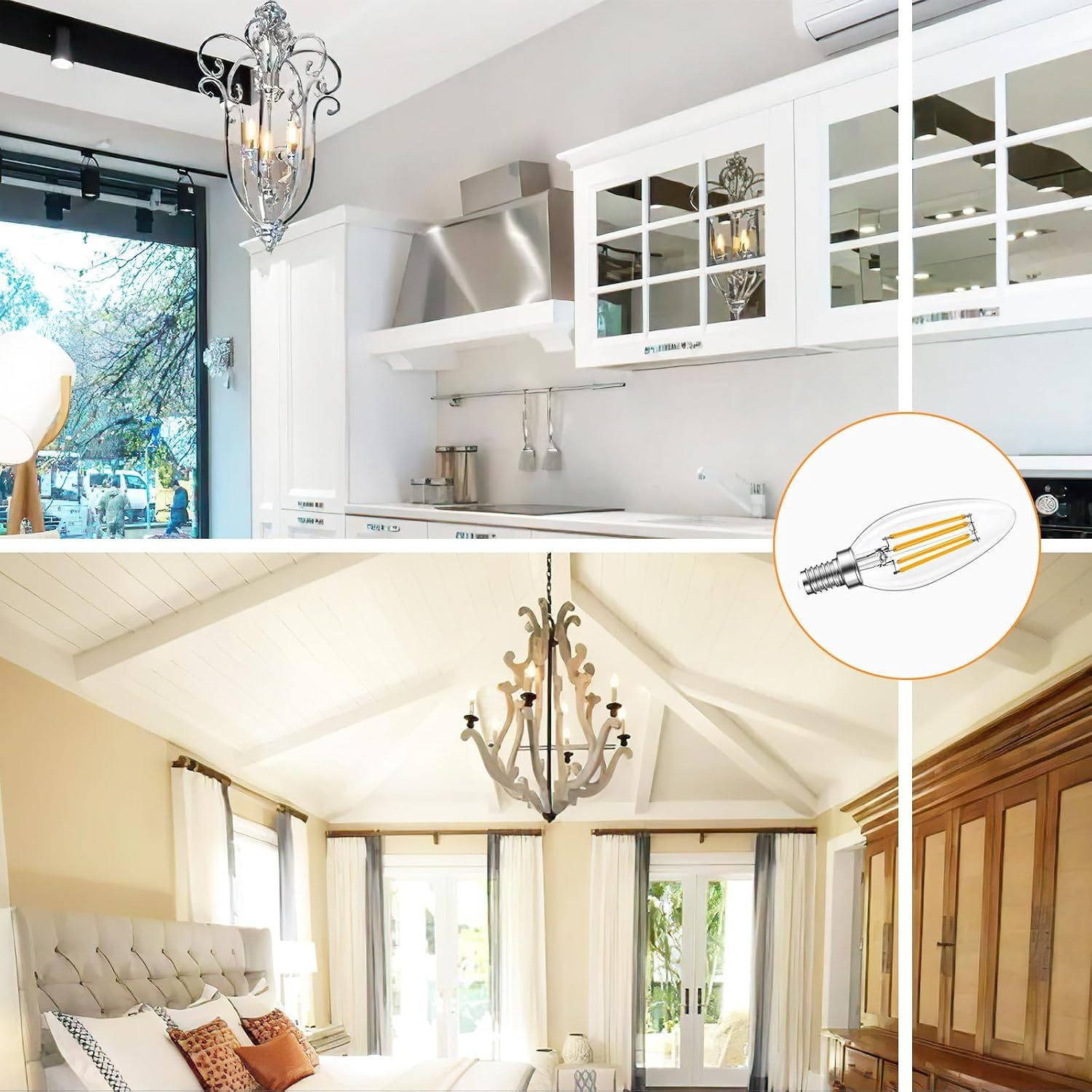 B11 E12 LED Candelabra Bulbs Dimmable, Chandelier Light Bulbs, 3000K Soft White, Ceiling Fan Bulbs for Candle Light, Home Decor, Wall Lamps, Table Lamps, 12 Pack
