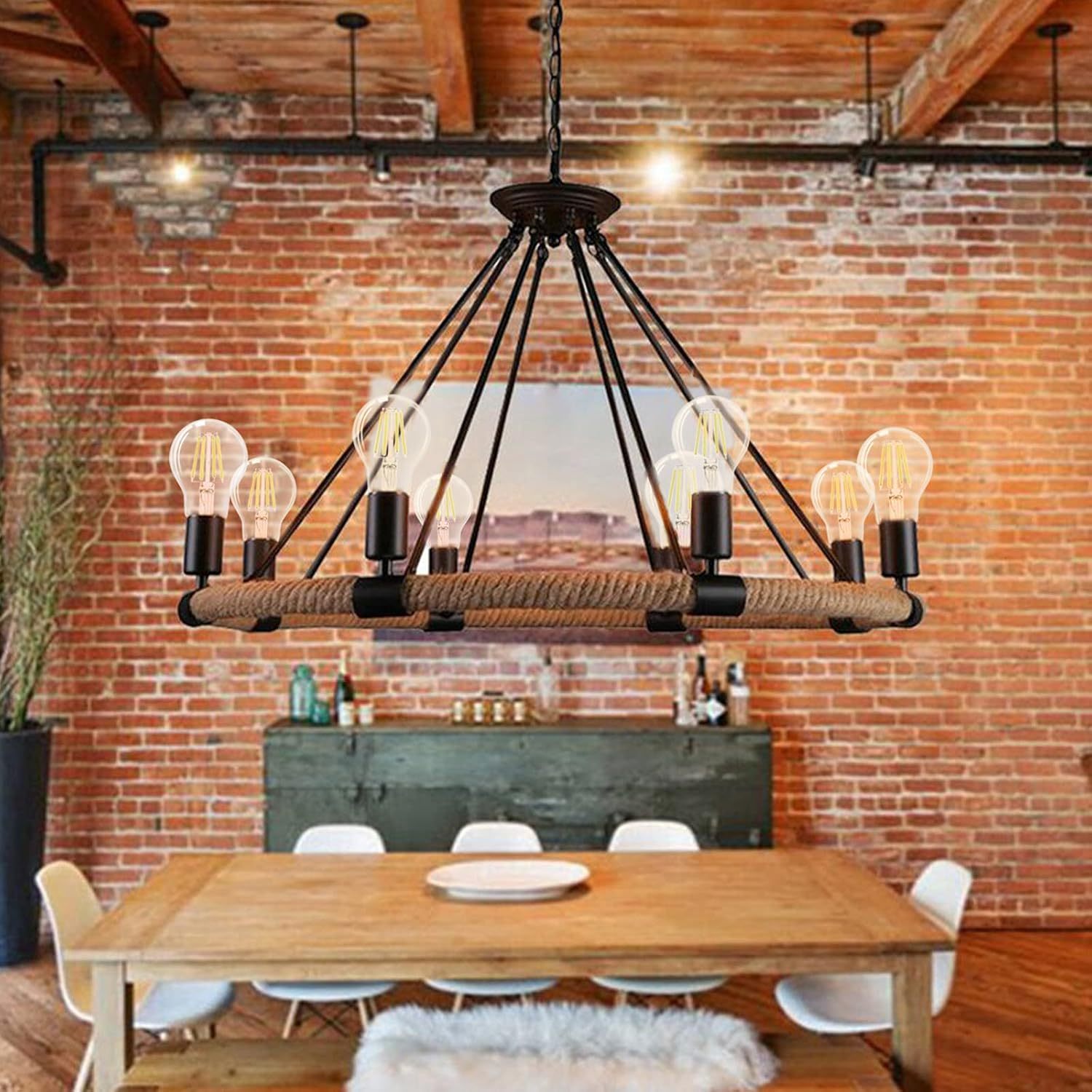 A19 E26 Base Dimmable Edison LED Bulb, Vintage Clear Glass LED Filament Bulb for Home, Wall Sconce, Chandelier, 6 Pack