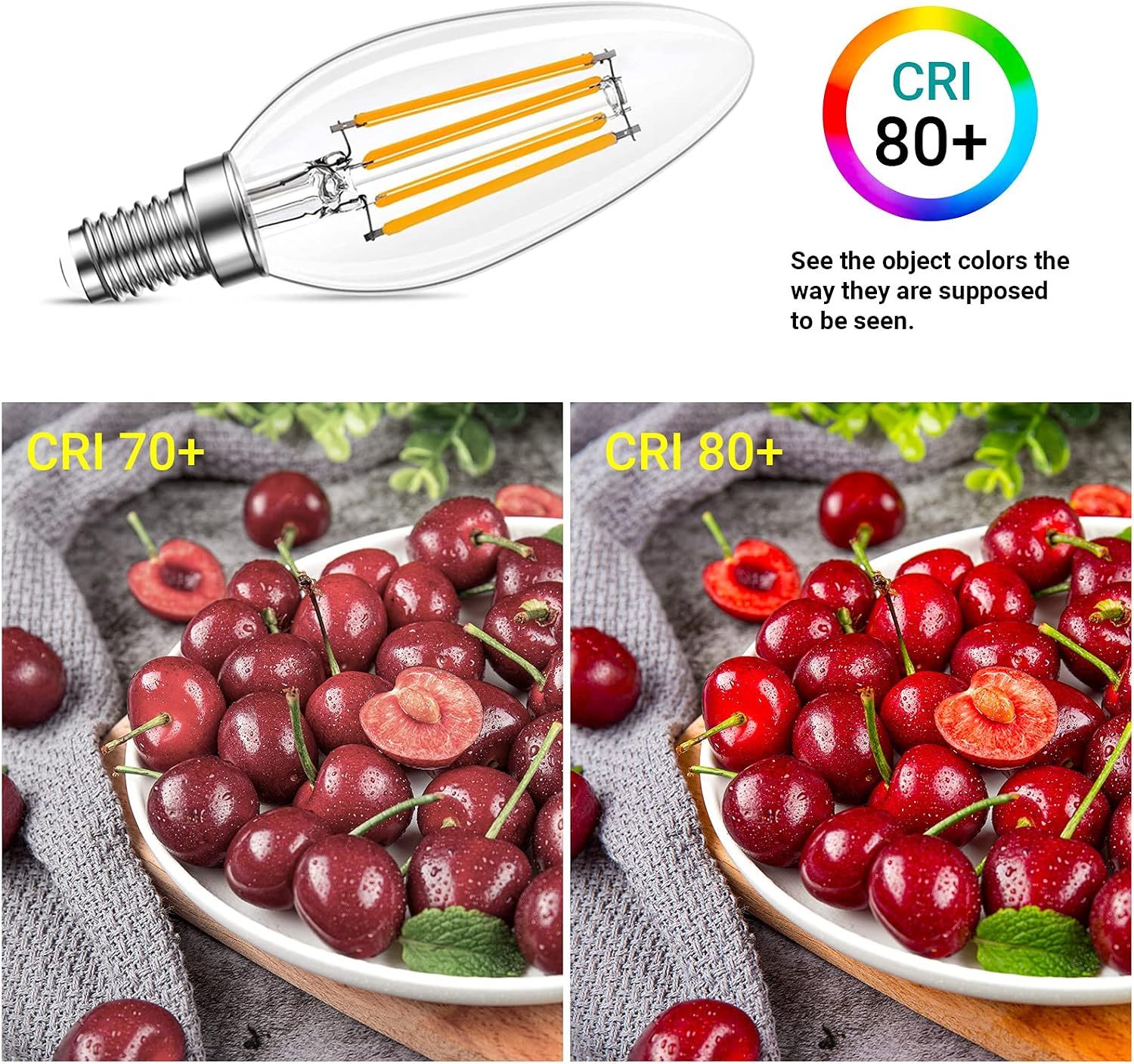 B11 E12 LED Candelabra Bulbs Dimmable, Chandelier Light Bulbs, 3000K Soft White, Ceiling Fan Bulbs for Candle Light, Home Decor, Wall Lamps, Table Lamps, 12 Pack
