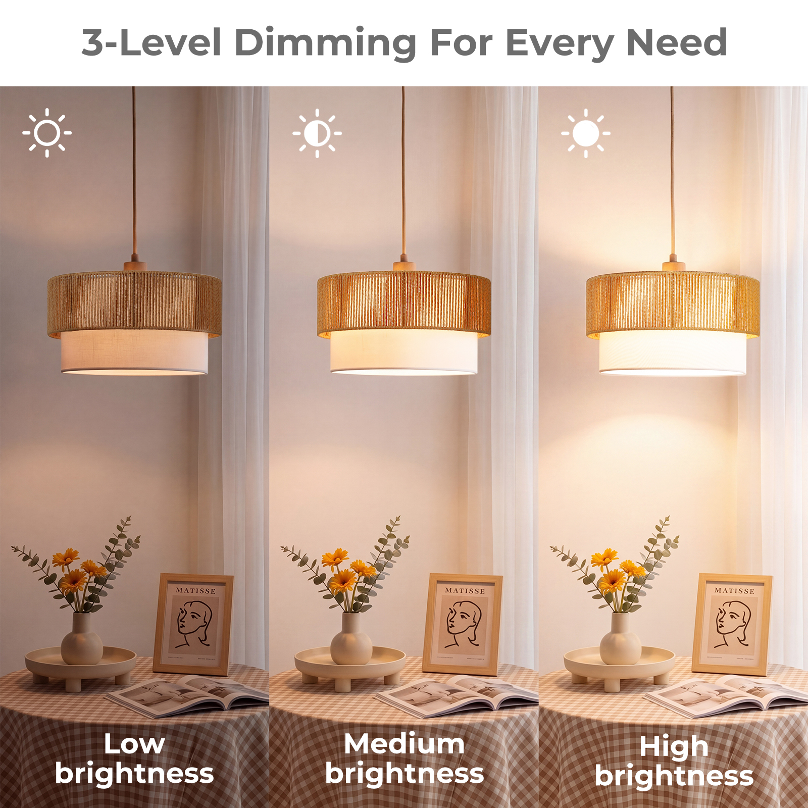 Rattan lampshade & cloth lampshade hanging lamp