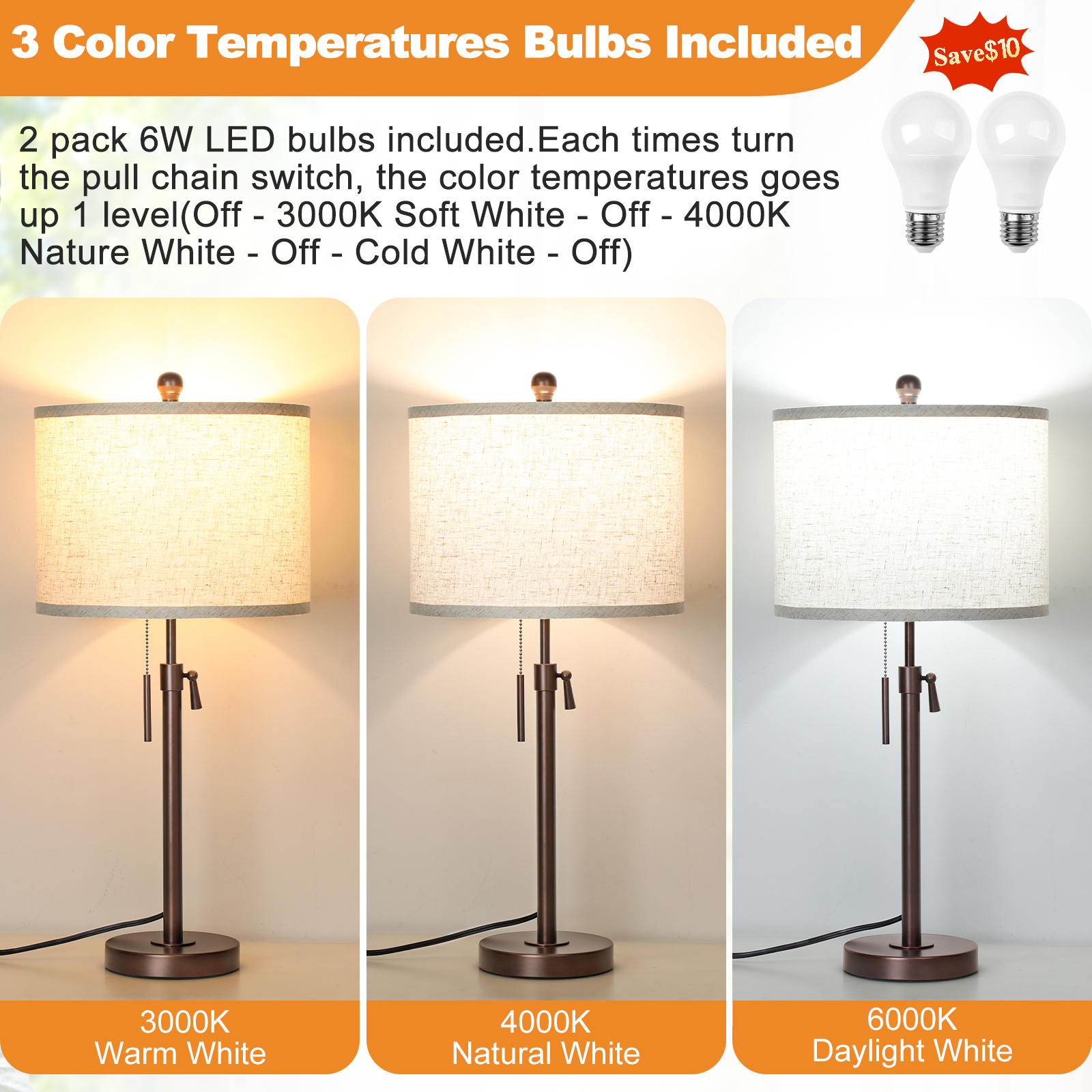 Marble Lift Function Table Lamp 30in-2Pack