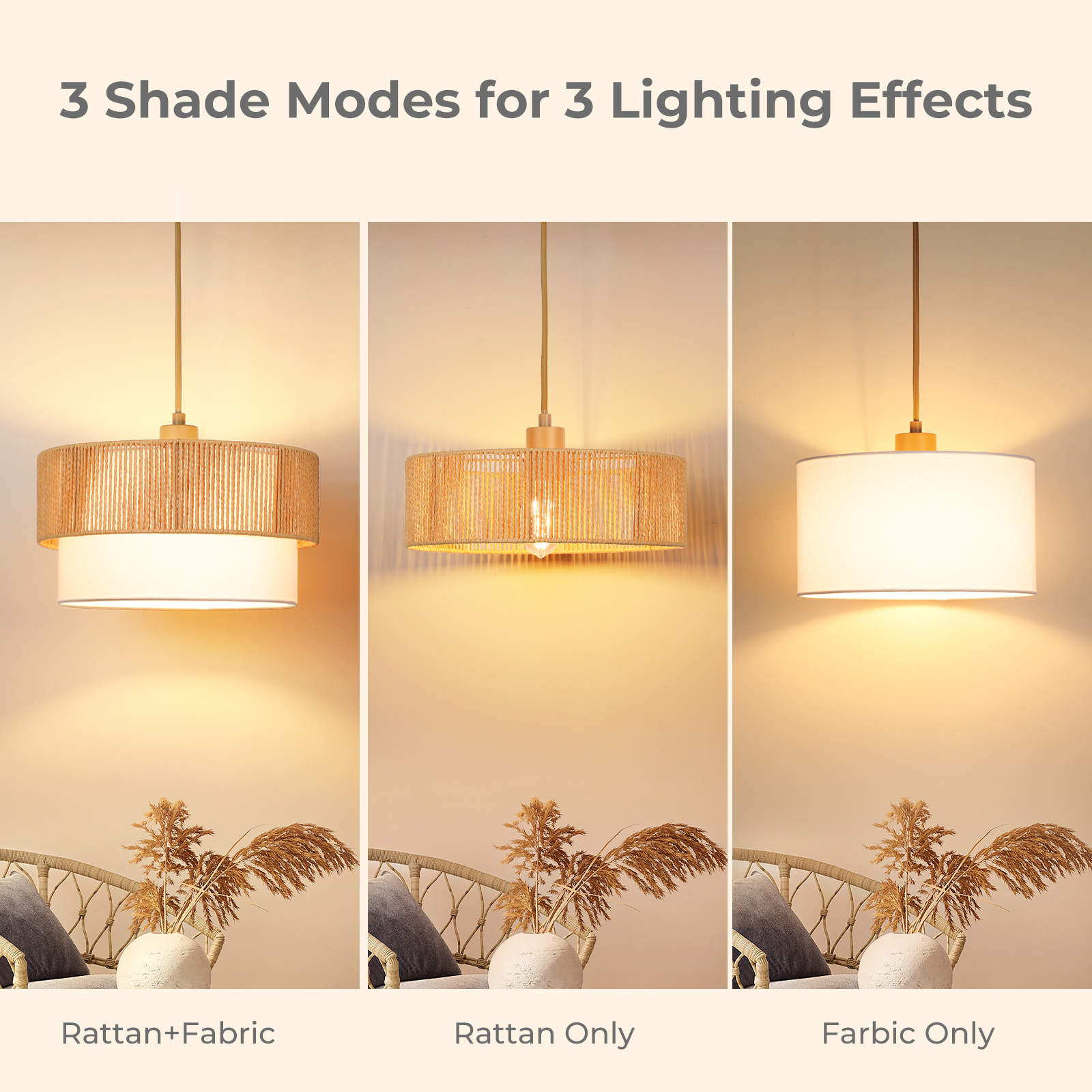 Rattan lampshade & cloth lampshade hanging lamp